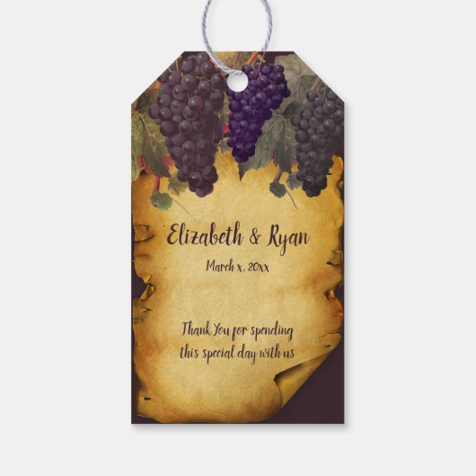 エレガントヴィンテージ、素朴紙、グレープつる植物 ギフトタグ (裏面)