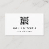 エレガントヴィンテージ |黒シンプル白QRコード 名刺 (正面)