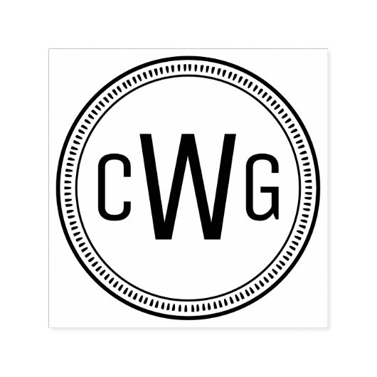 エレガント三イニシャルモノグラム#1丸枠#10 セルフインキングスタンプ (デザイン)