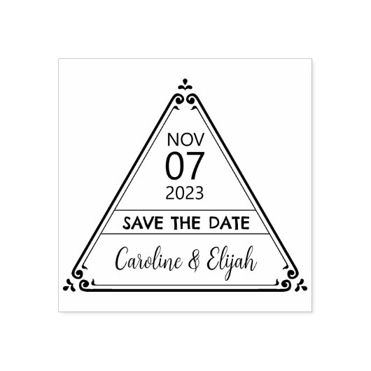 エレガント三角形の日付を保結婚存 ラバースタンプ (インプリント)