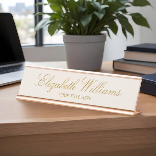 エレガント上品なフェイク金ゴールドカスタム机用ネームプレート デスクネームプレート
