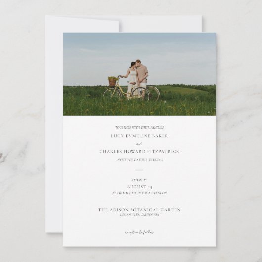 エレガント上品なミニマル結婚リスト 招待状 (正面)