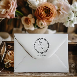 エレガント上品なモノグラムリース ラバースタンプ