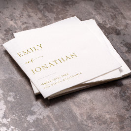 エレガント上品な白と金ゴールド結婚の スタンダードカクテルナプキン