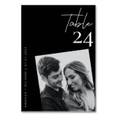 エレガント上品な黒と白結婚の写真 テーブルナンバー (正面)