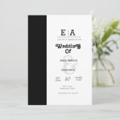 エレガント上品な黒と白結婚の 招待状 (スタンド正面)