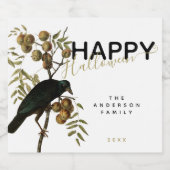 エレガント不気味ハッピーハローウィンブラックRavenファミリー リキュールボトルラベル (シングルラベル)