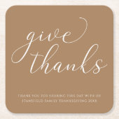 エレガント与え感謝してい白の台本 スクエアペーパーコースター (正面)