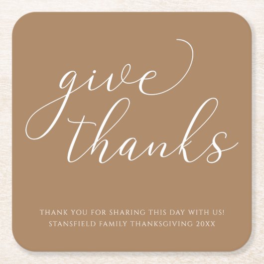 エレガント与え感謝してい白の台本 スクエアペーパーコースター (正面)