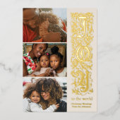 「エレガント世界への喜び」 – 写真数々のクリスマス 箔招待状 (正面)
