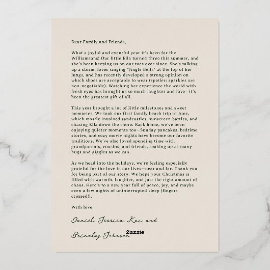 「エレガント世界への喜び」 – 写真数々のクリスマス 箔招待状 (裏面)