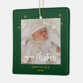 エレガント両面自分の初めてのクリスマスベビーの写真Ce セラミックオーナメント (左)