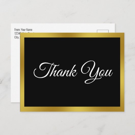 エレガント両面(差出人住所)ありがとう ポストカード (正面/裏面)