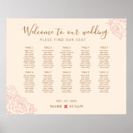 エレガント中国のなウェディングウェルカムシーティングチャート ポスター