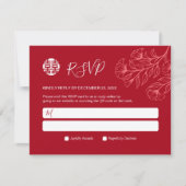 エレガント中国の伝統的フローラ結婚式RSVP (正面)