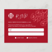 エレガント中国の伝統的フローラ結婚式RSVP (正面)