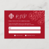 エレガント中国の伝統的フローラ結婚式RSVP (正面)