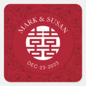 エレガント中国の伝統的結婚フローラ スクエアシール (正面)