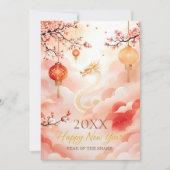 エレガント中国の年水のさくらんぼ シーズンカード (正面)