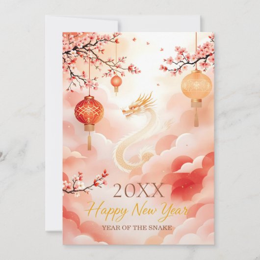 エレガント中国の年水のさくらんぼ シーズンカード (正面)