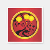 エレガント中国の新年の龍金ゴールド灯 スタンダードカクテルナプキン (正面)