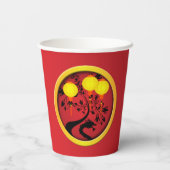 エレガント中国の新年の龍金ゴールド灯 紙コップ (裏面)