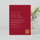 エレガント中国の2倍の幸福結婚の実在こと 箔招待状 (立ち正面)