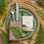 エレガント中性水色ソフトランドスケープ結婚ズ 箔招待状