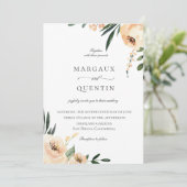 エレガント中性水色フローラ結婚 招待状 (スタンド正面)