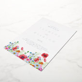 エレガント中性水色フローラ結婚 箔招待状 (回転した状態)