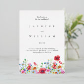 エレガント中性水色フローラ結婚 箔招待状 (立ち正面)