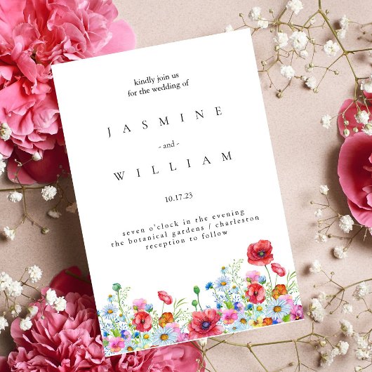 エレガント中性水色フローラ結婚 箔招待状