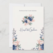 エレガント予算モダンフローラ結婚式招待状 招待状 (裏面)