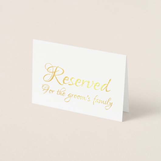 エレガント予約されたテー結婚ブルの場所 箔カード (正面)