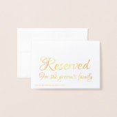 エレガント予約されたテー結婚ブルの場所 箔カード (裏面封筒付き)