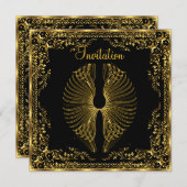 エレガント人気がある金ゴールド翼招待状 招待状 (正面/裏面)