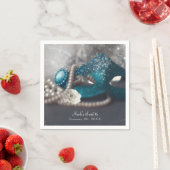 エレガント仮装マスクと真珠パーティー スタンダードカクテルナプキン (インサイチュ)