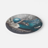 エレガント仮装マスクと真珠パーティー ペーパープレート (アングル)