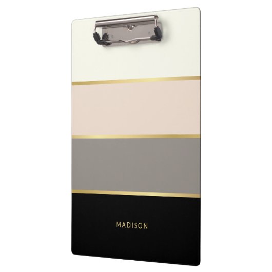 エレガント任意の名ストライプ前を持つシンプルワイド文字 クリップボード (左)