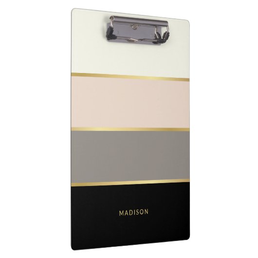 エレガント任意の名ストライプ前を持つシンプルワイド文字 クリップボード (右)
