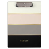 エレガント任意の名ストライプ前を持つシンプルワイド文字 クリップボード (正面)