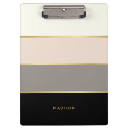 エレガント任意の名ストライプ前を持つシンプルワイド文字 クリップボード