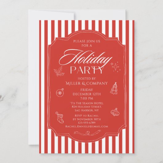 エレガント企業のクリスマス会社 招待状 (正面)