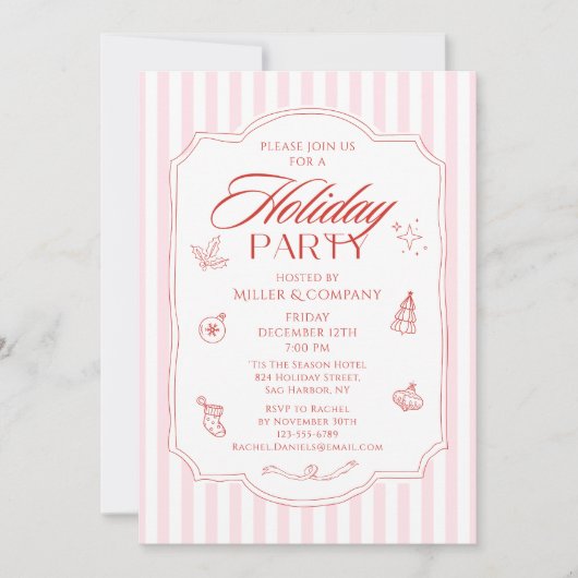 エレガント企業のクリスマス会社 招待状 (正面)