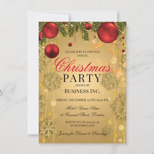 エレガント企業の金ゴールドウィンターグラムクリスマスパーティー 招待状 (正面)