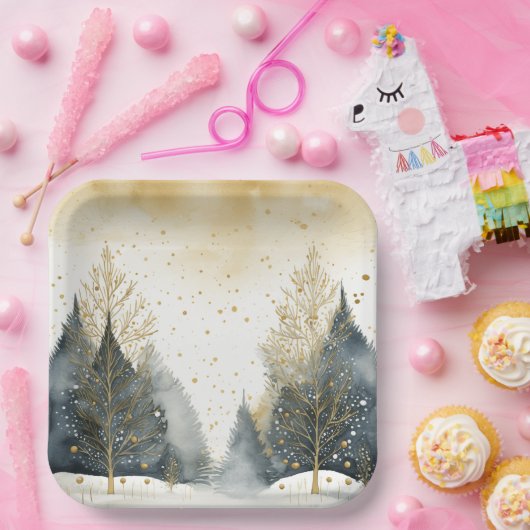 エレガント休日の木 ペーパープレート (パーティー)