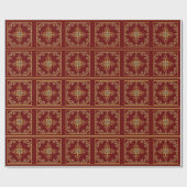 エレガント休日の赤と金ゴールド ラッピングペーパー (フラット)