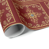 エレガント休日の赤と金ゴールド ラッピングペーパー (ロールコーナー)