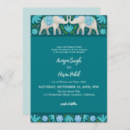 エレガント伝統的インディアンゾウ結婚ズ 招待状