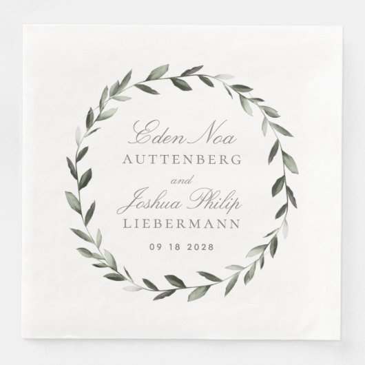 エレガント伝統的オリーブブランチリース結婚ズ (正面)